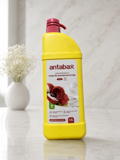 Antabax idish yuvish vositasi 1,3 l, 4 xil hid, konsentrat, dispenserli - 