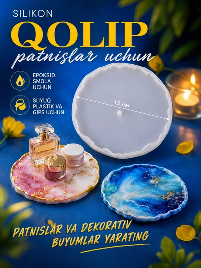 Etajerka va patnislar uchun silikon qolip, smoladan tayyorlangan meva idishlari qoliplari