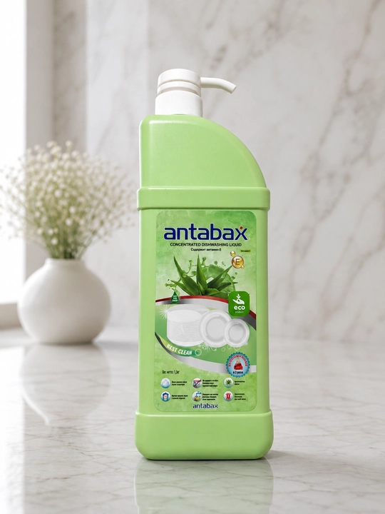 Antabax idish yuvish vositasi 1,3 l, 4 xil hid, konsentrat, dispenserli - 