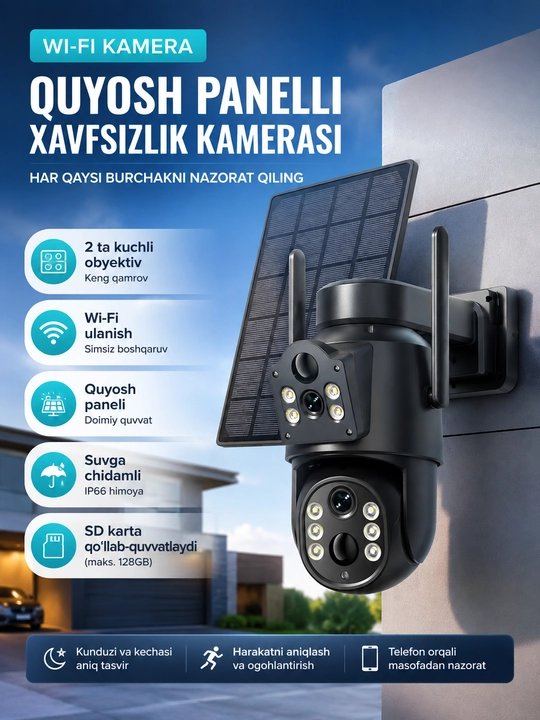Smart Wi-Fi Kamera, Full HD PTZ tashqi kuzatuv kamerasi - 