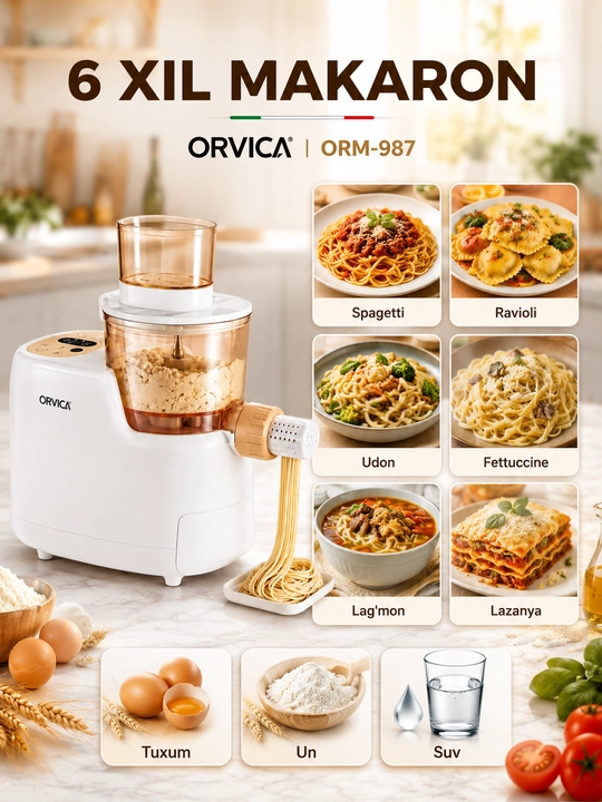 Машина для теста ORVICA ORM-989, макаронная машинка, спагетти, 150 Вт