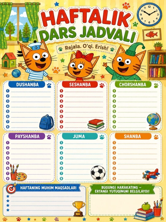 Dars jadvali maktab uchun (planner)