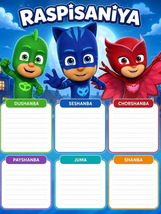 Dars jadvali maktab uchun (planner)