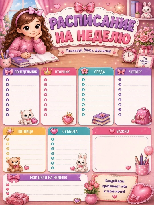 Dars jadvali maktab uchun (planner)