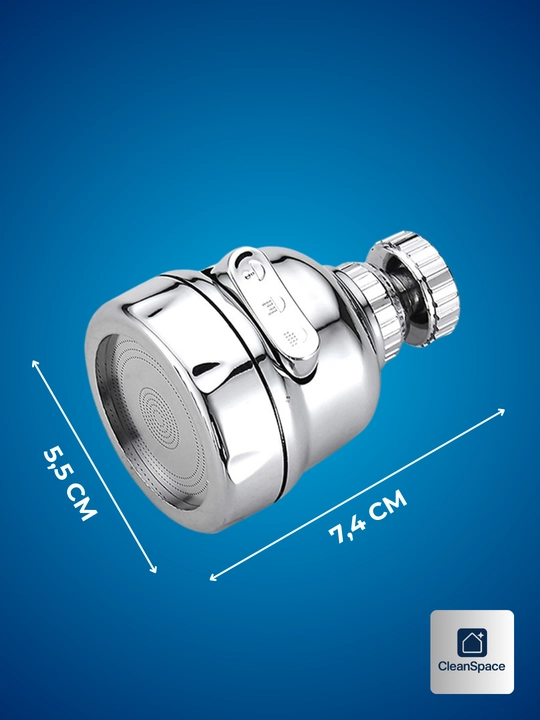 Aerator kran uchi, 3 rejim, 360° aylanish, ABS, xrom, CleanSpace