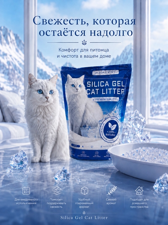 Memekat Original Силикагелевый наполнитель для кошек без запаха 1,6 кг