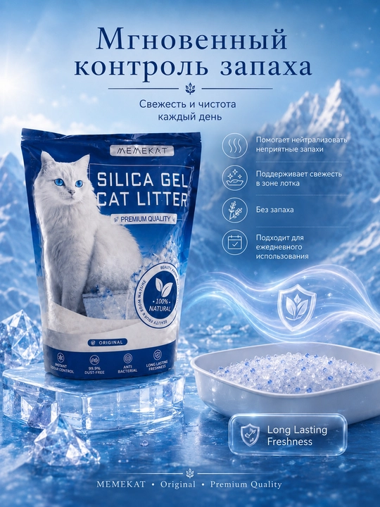 Memekat Original Силикагелевый наполнитель для кошек без запаха 1,6 кг