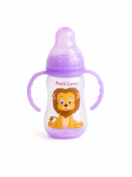 TEDDY Детская силиконовая бутылочка 125 мл, BPA FREE, антиколиковая, с ручками, 0+ месяцев - 