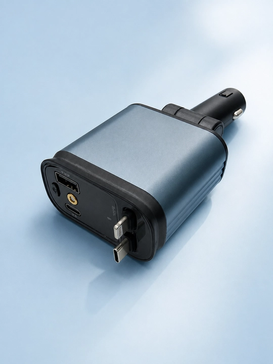Автомобильное зарядное устройство 4 в 1 с Type-C, Lightning, USB, кабель 60 см