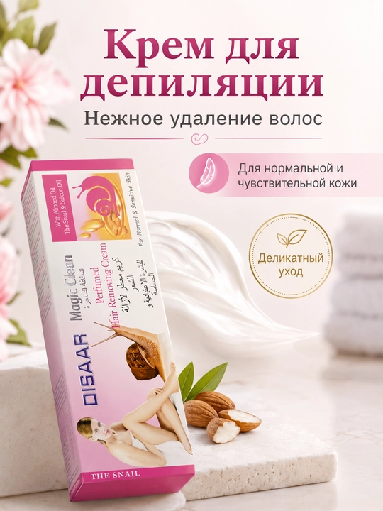 Крем для депиляции с алоэ вера или улиточным муцином для чувствительной кожи - 
