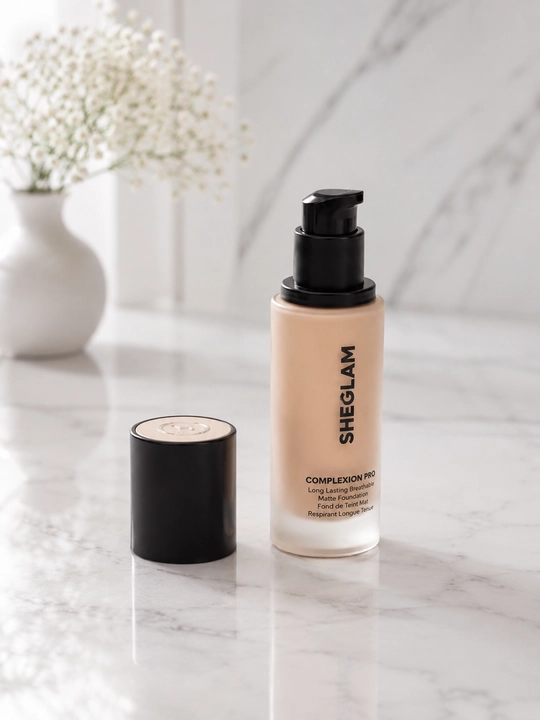 SHEGLAM Complexion Pro Matte Foundation tonal kremi, uzoq turuvchi mat qoplama - 