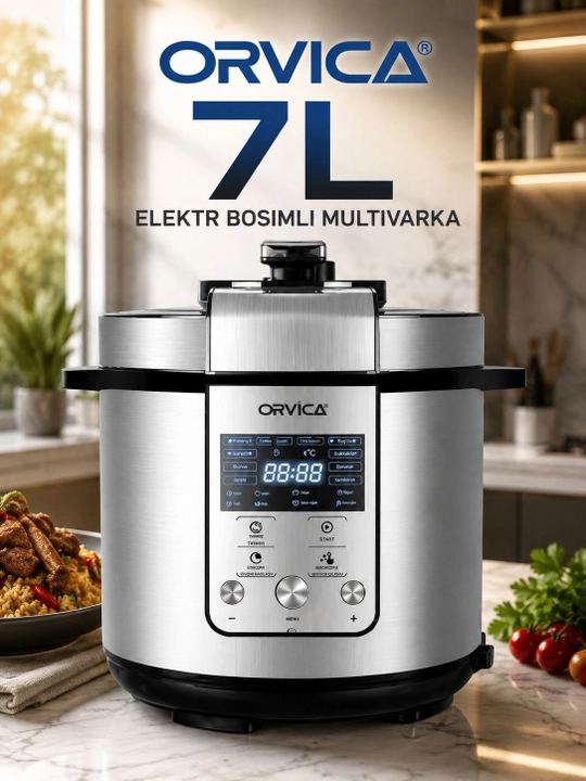 Электрическая мультиварка ORVICA ORM-6211 7 л, скороварка, 14 программ - 