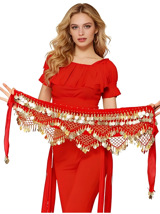 Арабский платок для танца живота, для арабских танцев Belly Dance, с монетками