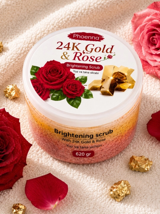 Yuz va tana uchun namlantiruvchi tiniqlashtiruvchi "Phoenna Brightening Scrub" skrabi, 620 - 
