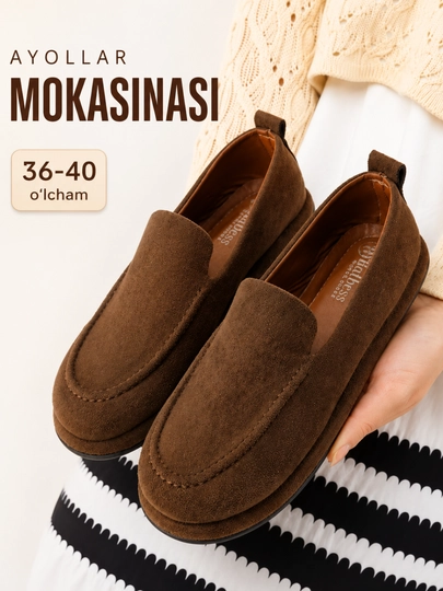 Ayollar uchun mokasinlar, zamsh material, qulay kundalik poyabzal, kuz mavsumi uchun,36-40 - 