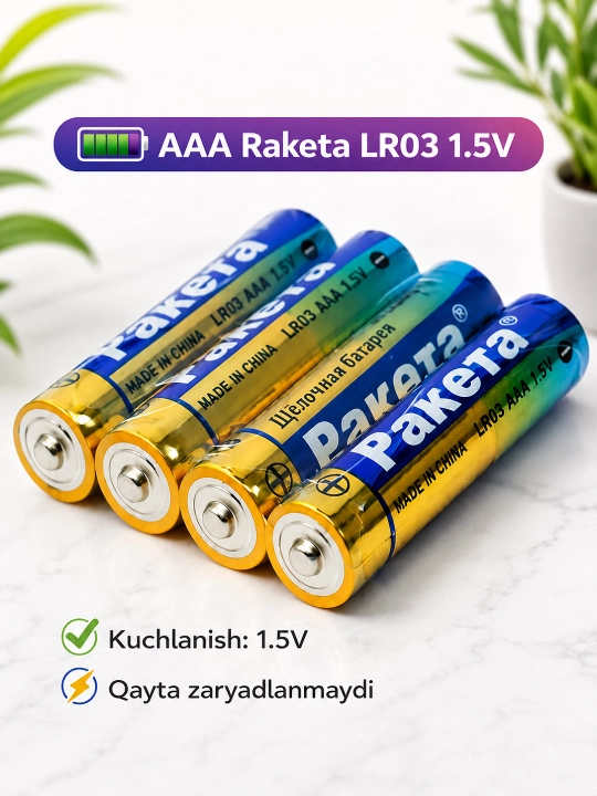 Kichik batareykalar Raketa alkaline AAA va AA 1.5 V,