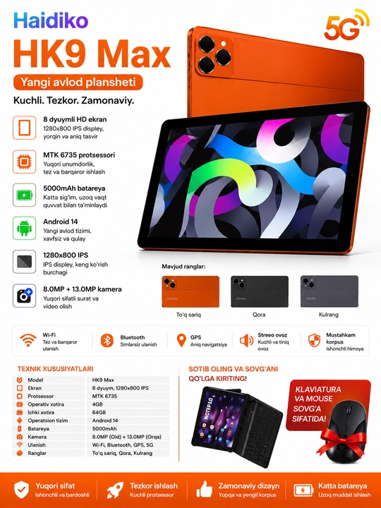 Keyingi avlod Haidiko Android 14 aqlli plansheti