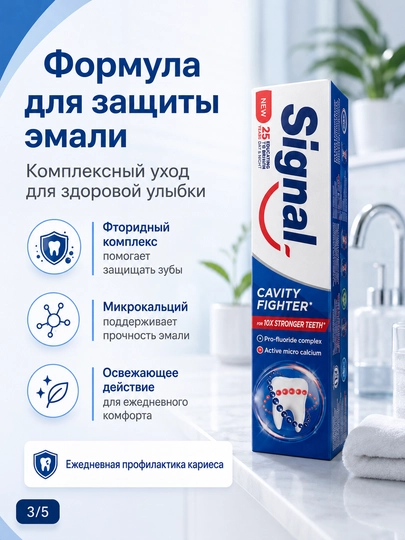 Зубная паста против кариеса с фторидом и микрокальцием для укрепления эмали
