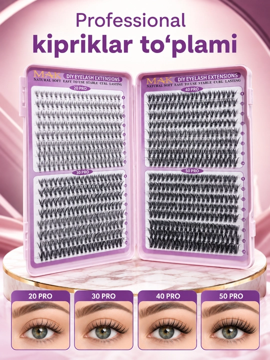 MAK DIY klasterli ulama kipriklar, tutamli kipriklar, individual kipriklar, 3D