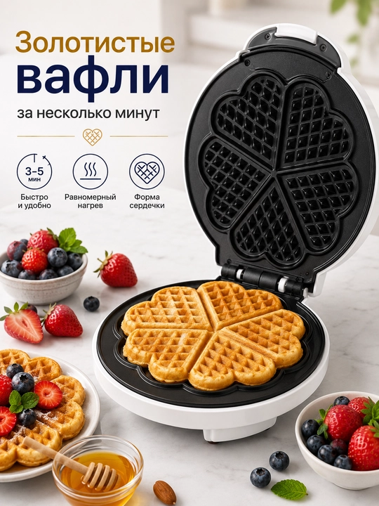 Мультипекарь 5 в 1, сэндвичница и вафельница, антипригарное покрытие, 1200 Вт