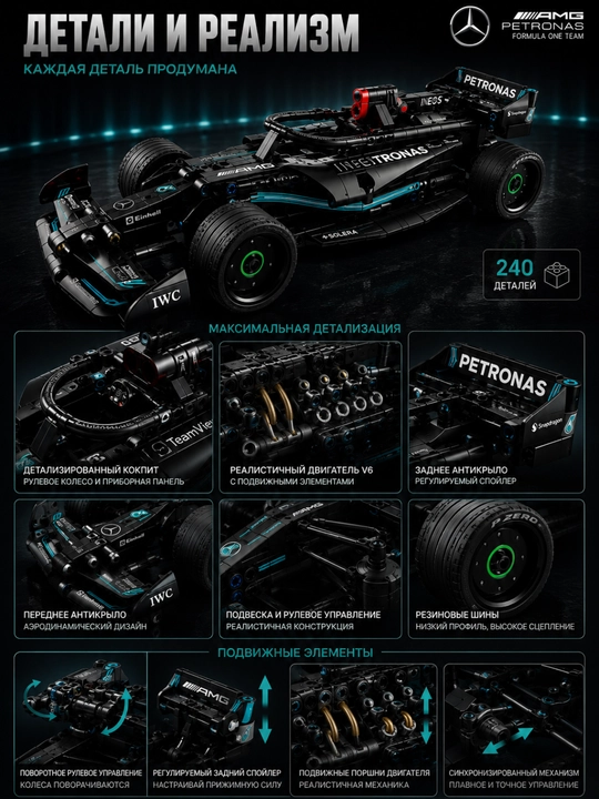 Конструктор лего машинка, игрушки лего техник, Porsche, Ferrari, F1, игрушки от 8 лет