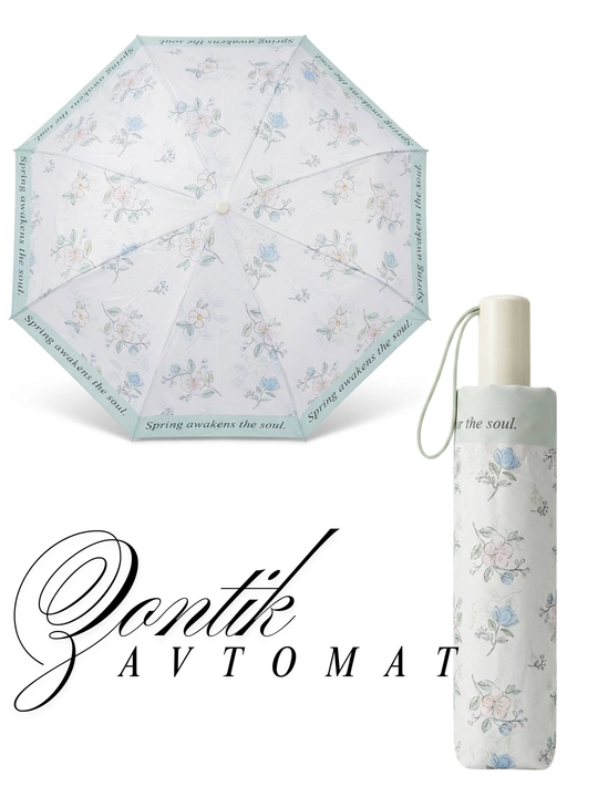 Ayollar uchun avtomatik quyoshdan himoya qiluvchi zontik – 3D gulli print, buklanadigan