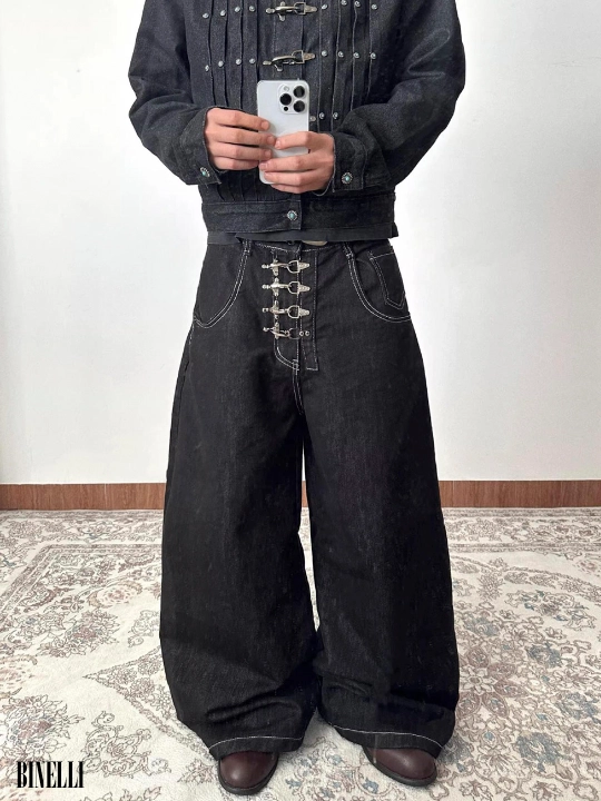 Keng baggi jinsi ETHER, erkaklar va ayollar va o‘smirlar uchun, S-XL o‘lchamlari