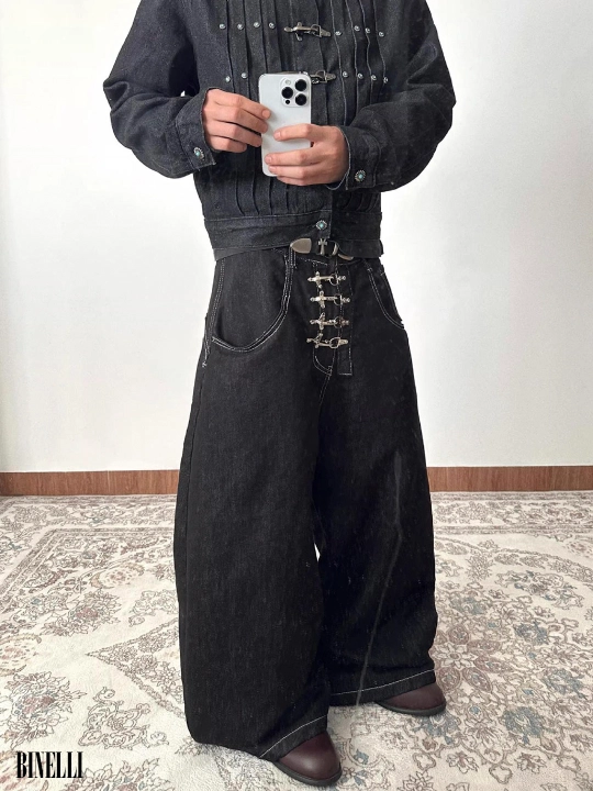 Keng baggi jinsi ETHER, erkaklar va ayollar va o‘smirlar uchun, S-XL o‘lchamlari