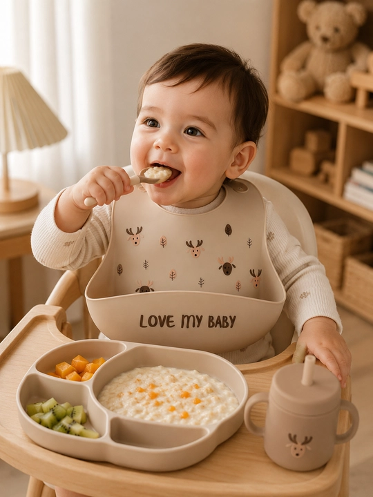Силиконовый нагрудник для детей, слюнявчик с карманом, BPA Free, 6+ месяцев