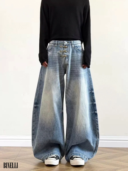 Keng baggi jinsi ETHER, erkaklar va ayollar va o‘smirlar uchun, S-XL o‘lchamlari