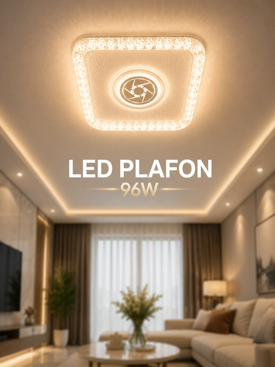 LED потолочный плафон 96Вт Ø45 см, круглый и квадратный, 3 режима света - 