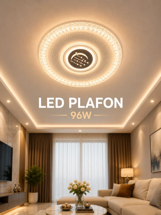 LED потолочный плафон 96Вт Ø45 см, круглый и квадратный, 3 режима света - 