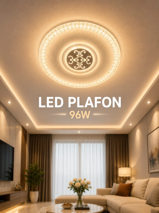 LED потолочный плафон 96Вт Ø45 см, круглый и квадратный, 3 режима света - 