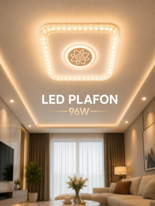 LED потолочный плафон 96Вт Ø45 см, круглый и квадратный, 3 режима света - 