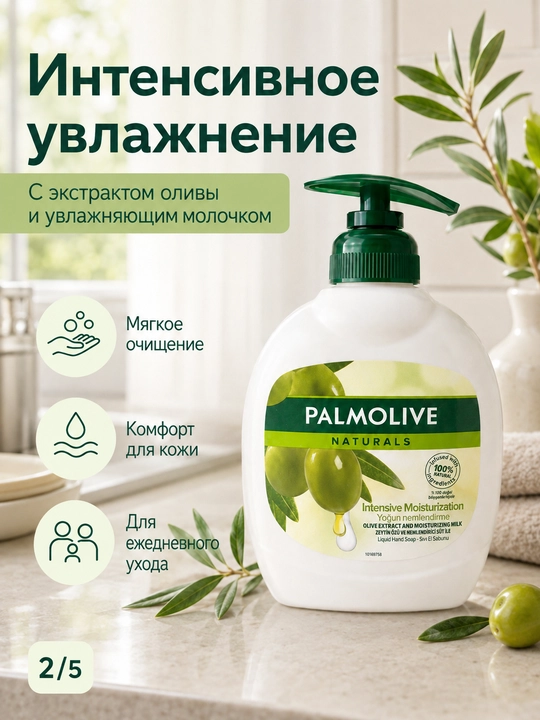 Zaytun yoki asal qo‘shilgan namlantiruvchi suyuq qo‘l sovuni, dozatorli 300ml