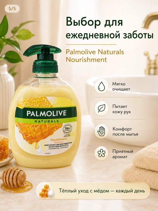 Zaytun yoki asal qo‘shilgan namlantiruvchi suyuq qo‘l sovuni, dozatorli 300ml