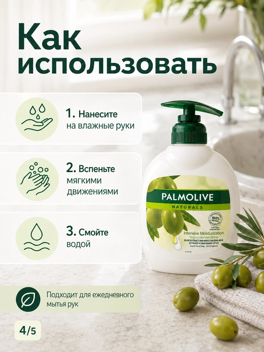Zaytun yoki asal qo‘shilgan namlantiruvchi suyuq qo‘l sovuni, dozatorli 300ml