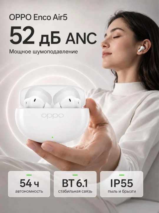 Quloqchin OPPO Enco Air5 TWS Bluetooth 6.1 ANC 52dB 54s IP55 simsiz naushnik - 