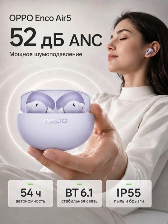 Quloqchin OPPO Enco Air5 TWS Bluetooth 6.1 ANC 52dB 54s IP55 simsiz naushnik - 