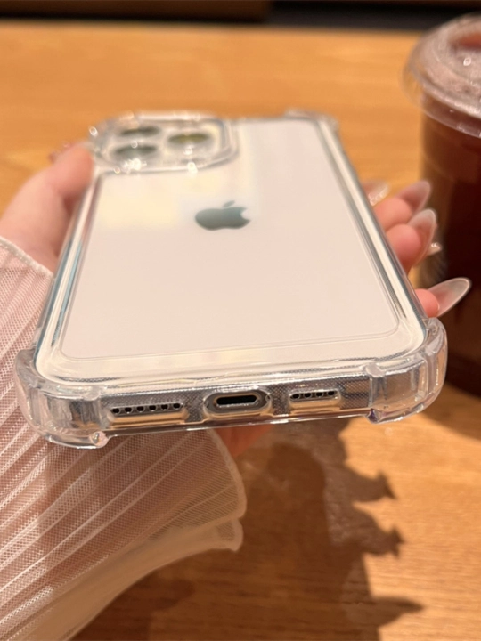 Chexol iPhone 7, 8, SE, XS, 11,12,13,14,15,16,17,Pro,Max,Plus,Mini uchun, shaffof, silikon