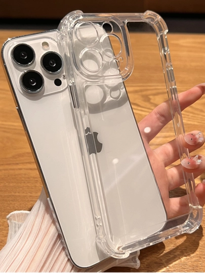Chexol iPhone 7, 8, SE, XS, 11,12,13,14,15,16,17,Pro,Max,Plus,Mini uchun, shaffof, silikon