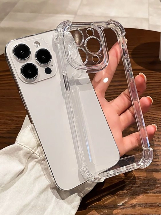 Chexol iPhone 7, 8, SE, XS, 11,12,13,14,15,16,17,Pro,Max,Plus,Mini uchun, shaffof, silikon - 