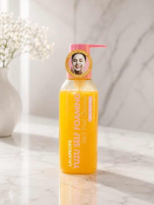 LALARECIPE Yuzu Self Foaming 3 in 1 yuz tozalovchi peeling AHA-BHA-PHA, 200 ml - 