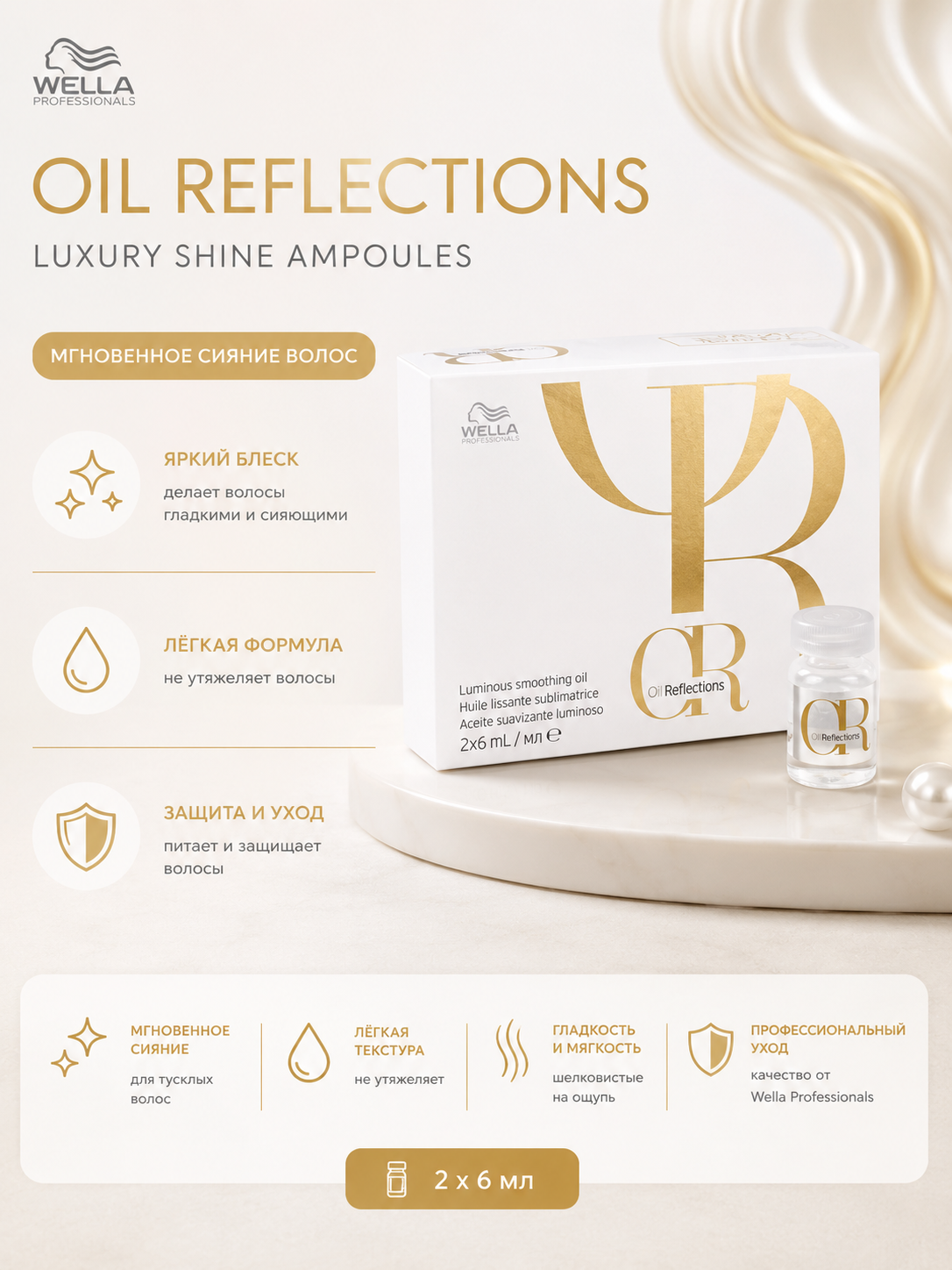 OIL REFLECTIONS sochlarni intensiv yaltiratish uchun essensiya 6 ml*10 dona - 