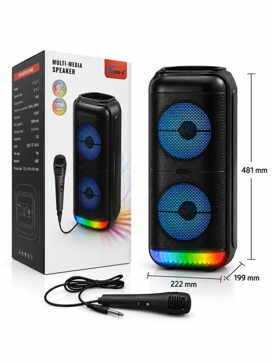 Simsiz katta karnay, karaoke musiqasi, mikrofon, pult va RGB yoritgich