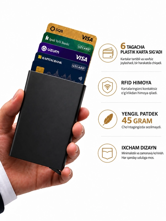 Кардхолдер для банковских карт, техпаспорта и ID-паспорта - 