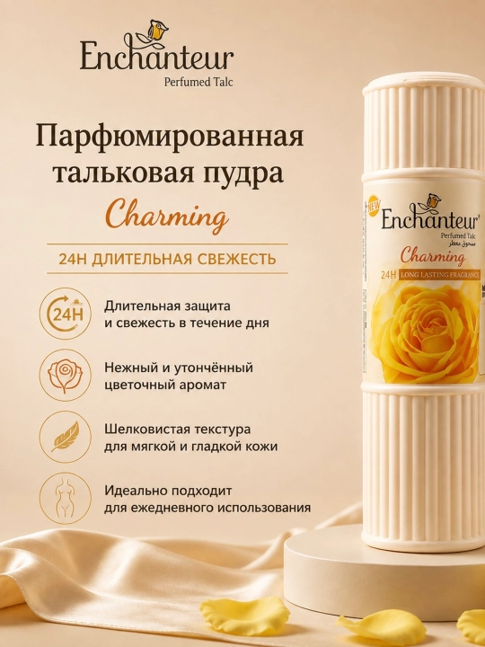 Enchanteur tana uchun iforli talk, tana uchun iforli kukun, 125 g, 250 g - 