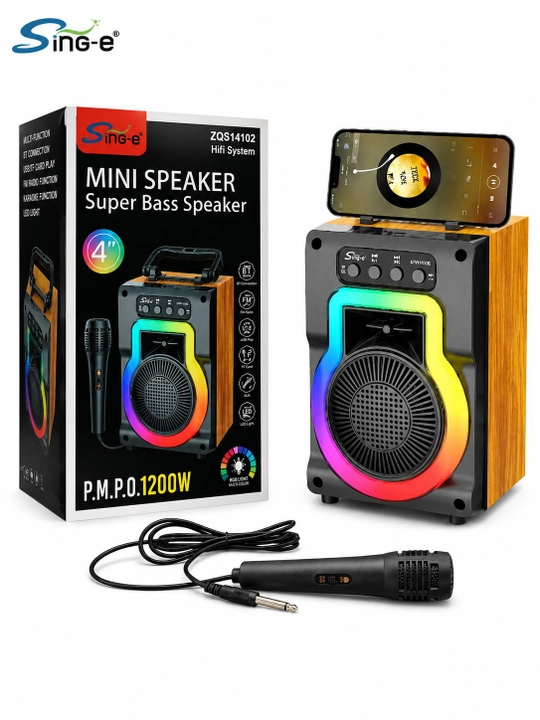 Simsiz katta karnay, karaoke musiqasi, mikrofon, pult va RGB yoritgich