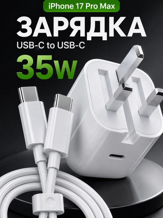 IPhone uchun zaryadchik, zaryadnik tez zaryadlovchi 35 Vt, Type-C dan USB-C kabel bilan - 