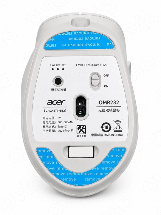 Acer OMR232 simsiz, ovozsiz sichqoncha, Bluetooth + 2.4G, ergonomik